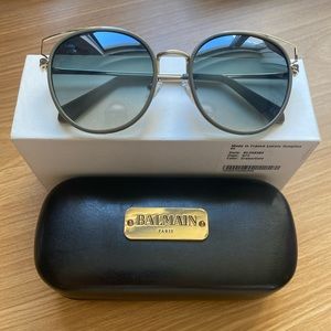 BALMAIN Cat eye round sunglasses green and gold!